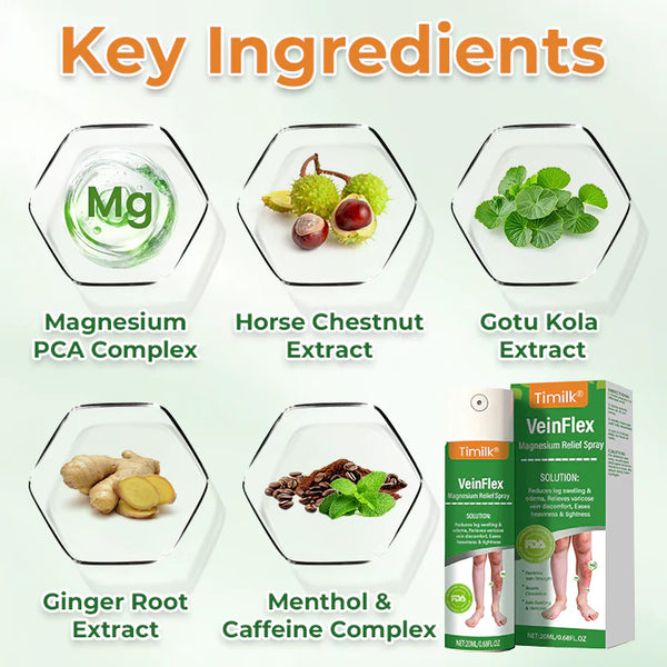 VeinFlex Magnesium Spray – Varicose Vein & Leg Pain Relief (FDA Certified)